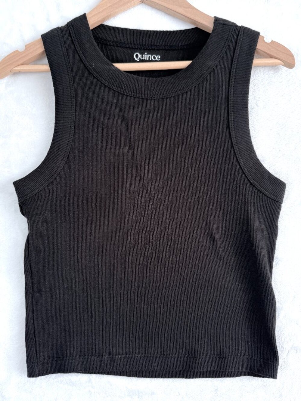 Quince Organic Cotton Micro Rib Minimalist Basic Comfort Cropped Tank Top S